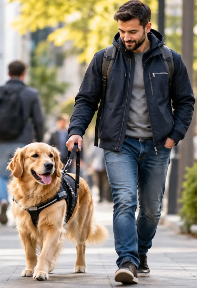Happy pet owner with dog